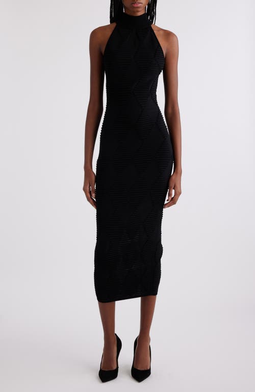 Balmain Diamond Rib Midi Sweater Dress Black at Nordstrom, Us