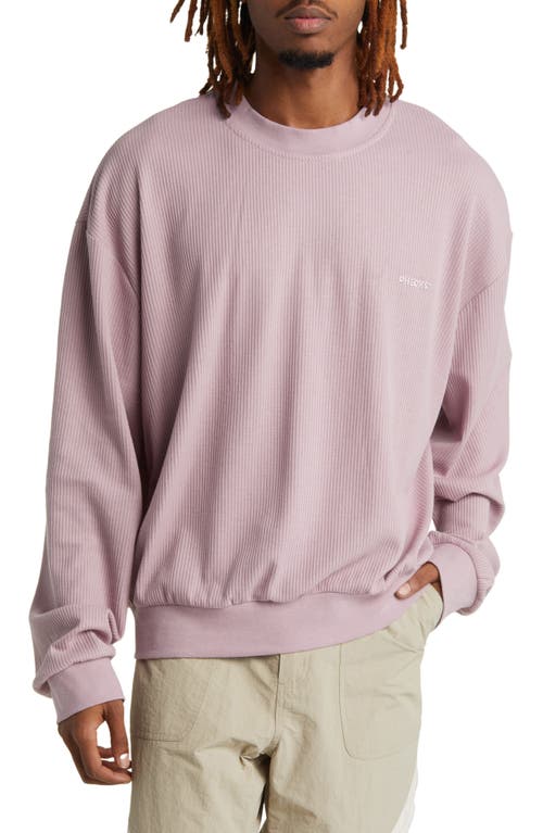 Boxy Waffle Knit Crewneck Sweatshirt in Lavender