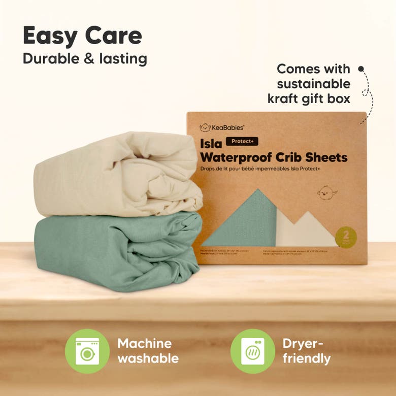 Keababies 2-pack Isla [protect+] Waterproof Crib Sheets In Hedges