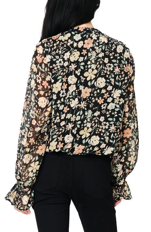 Gibsonlook Floral Print Surplice Top In Black Multi Floral