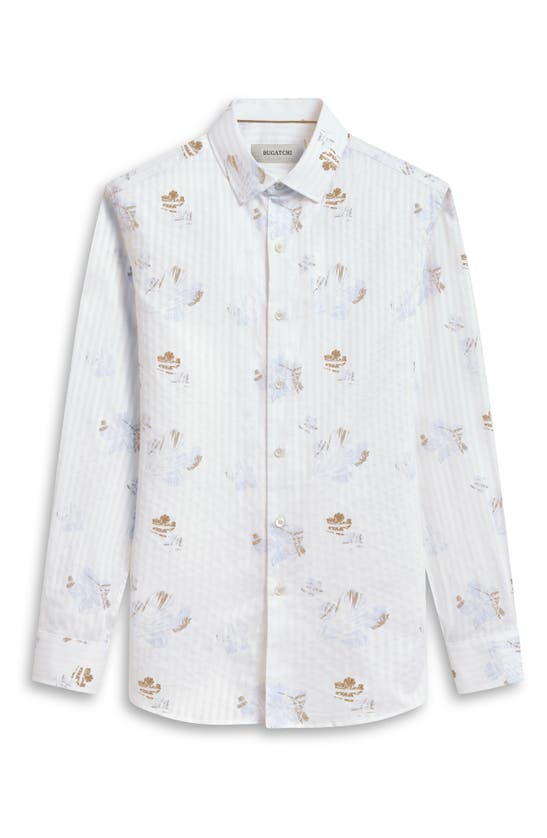 Shop Bugatchi Julian Floral Stripe Button-up Shirt In Sky