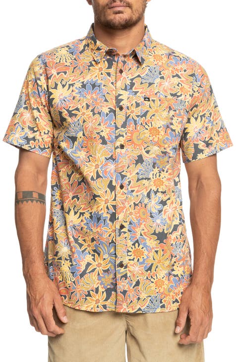 Surfadelica Floral Short Sleeve Hemp & Cotton Button-Up Shirt
