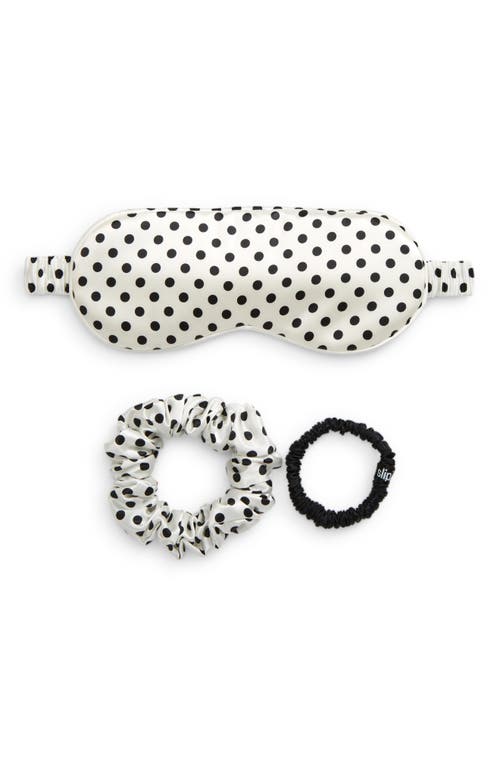 slip Polka Dot Pure Silk Sleep Mask & Scrunchie Set USD $69.50 Value