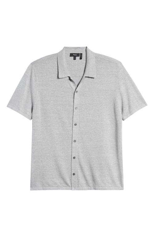 Shop Theory Pacific Linen Blend Knit Camp Shirt In Grey Heather