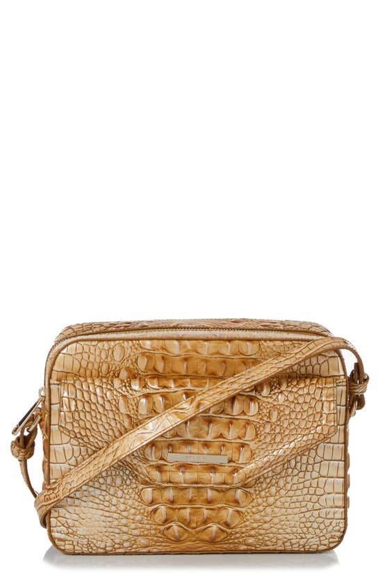 Brahmin Shea Croc Embossed Leather Crossbody Bag In Dune