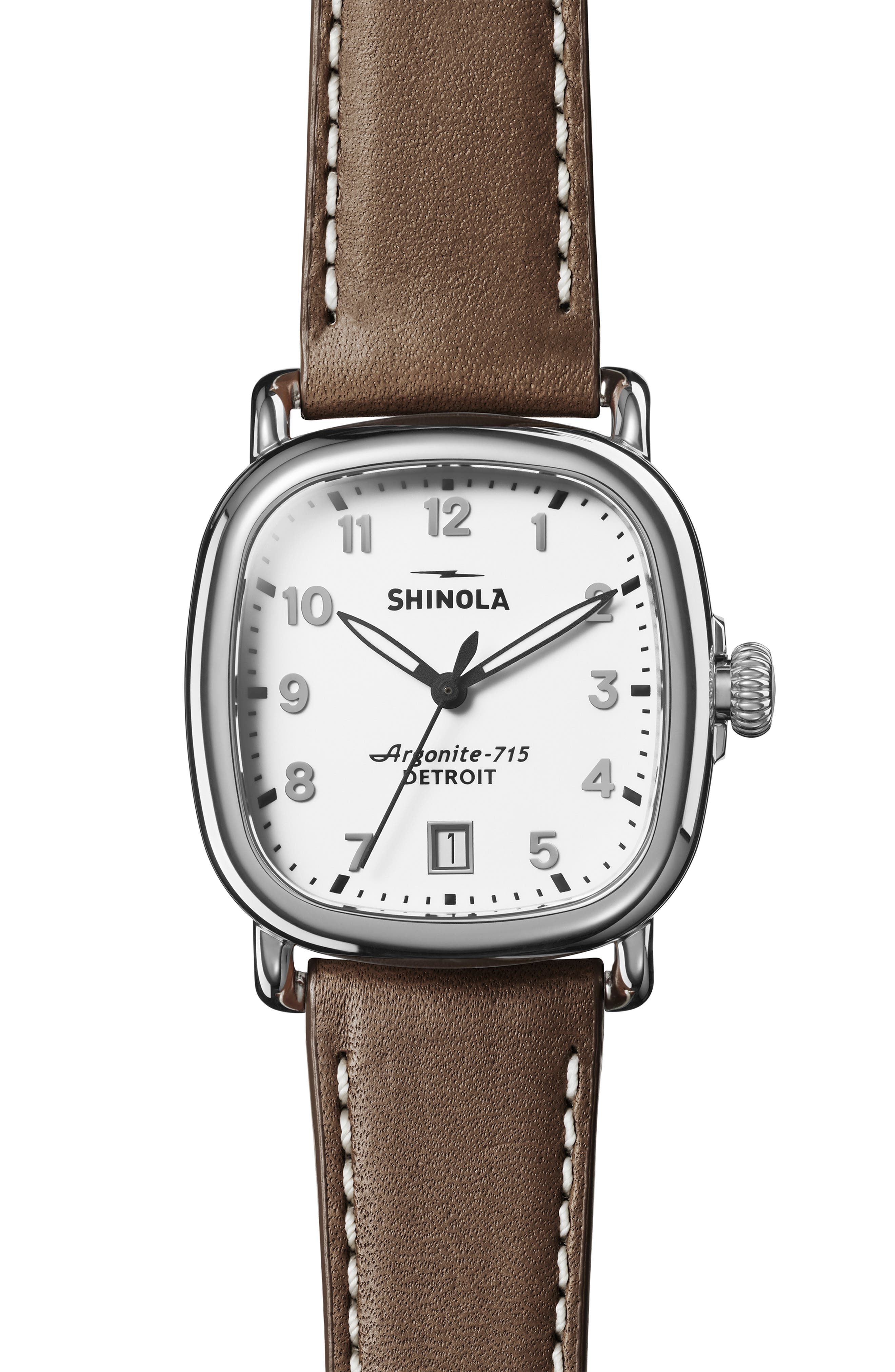 Shinola Men's Guardian Leather Strap Wrist Watch In Milkywhite