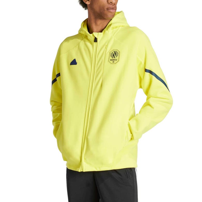 Shop Adidas Originals Adidas Yellow Nashville Sc 2024 Anthem Travel Raglan Sleeve Full-zip Jacket