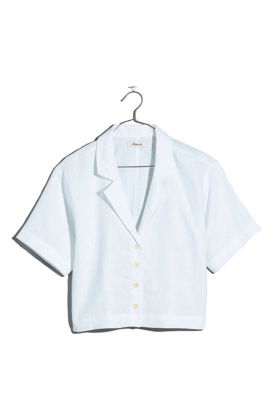 Shop Madewell Resort Linen Crop Shirt In Eyelet White