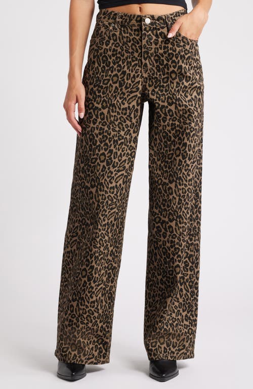 Shop Ptcl Baggy Wide Leg Jeans In Leopard