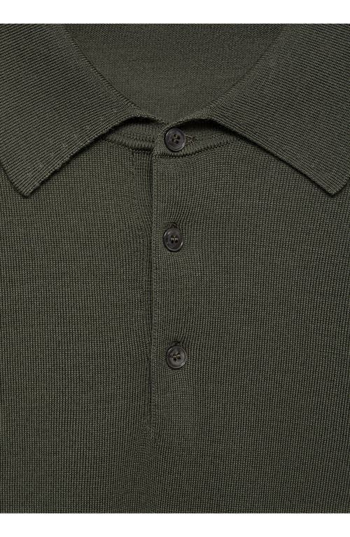 Shop Mango Merino Wool Polo Sweater<br /> In Forest Green