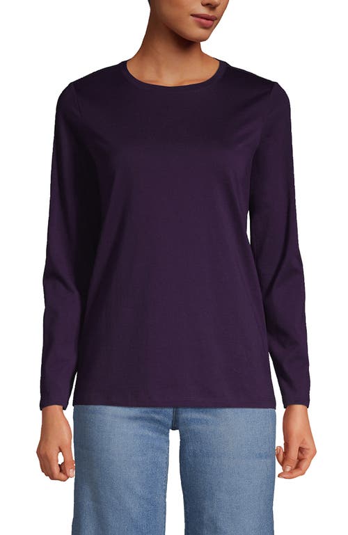 Shop Lands' End Relaxed Supima Cotton Long Sleeve Crew Neck T-shirt In Blackberry