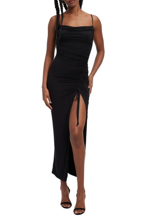 Weightless Cowl Neck Ruched Body-Con Dress (Regular & Plus Size)