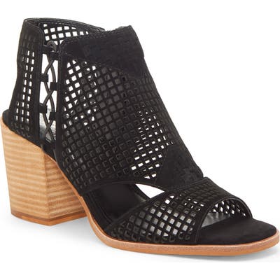 Vince Camuto Kampbell Open Toe Mesh Bootie- Black
