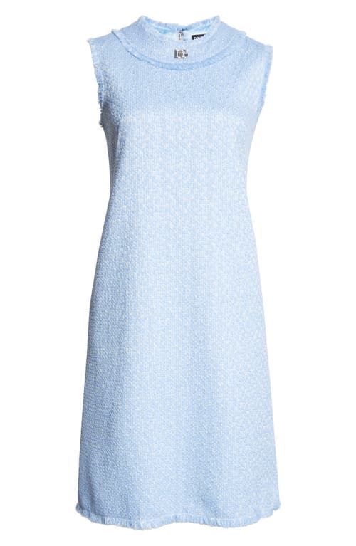 Dolce & Gabbana Light Blue Sleeveless Raschel Tweed Dress With Dg Logo In F3981 Glicine Viola Chiari