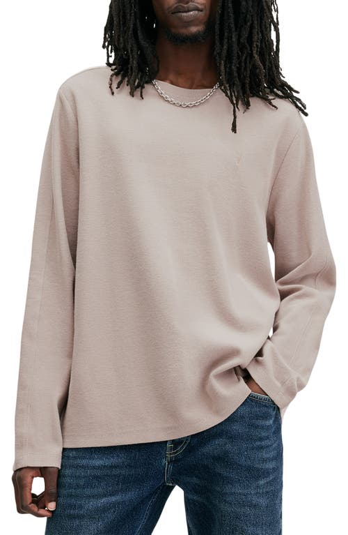 Shop Allsaints Rowe Long Sleeve Waffle Knit T-shirt In Boston Taupe