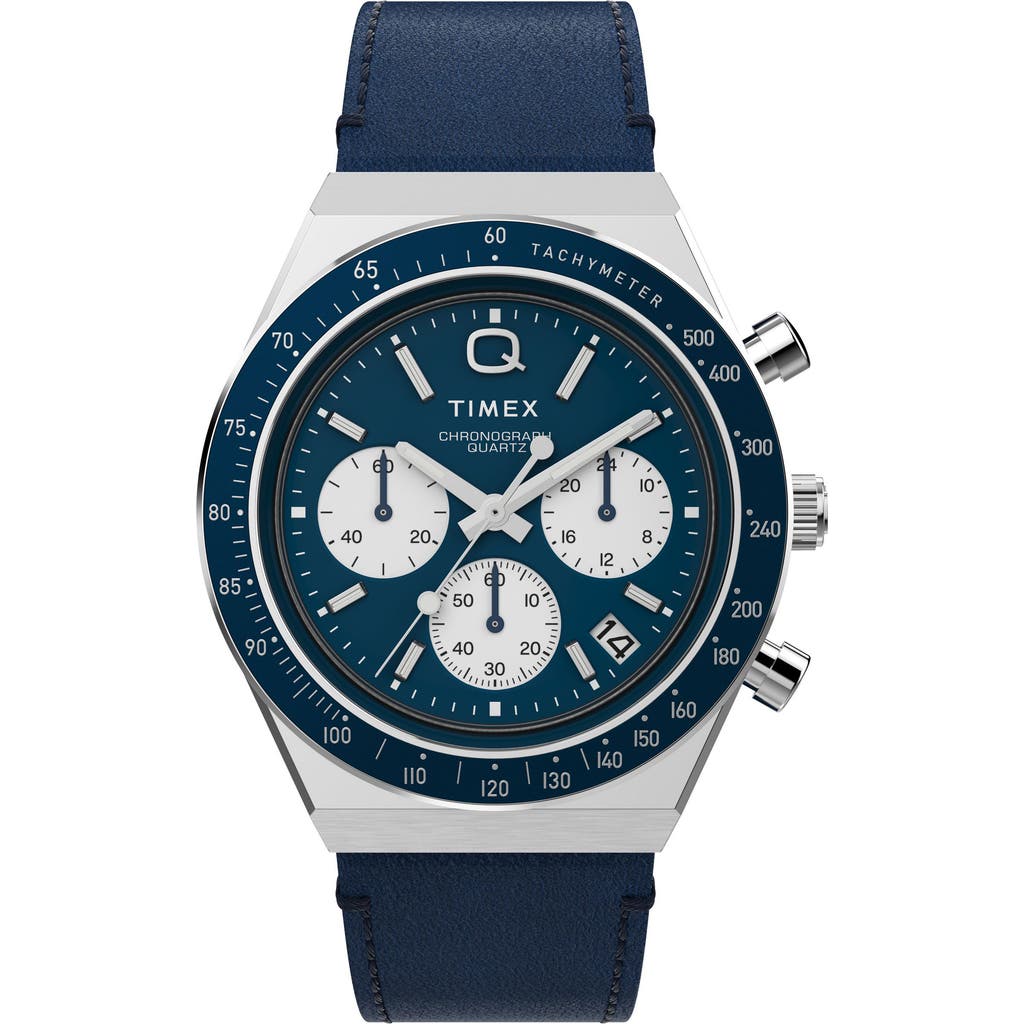 Timex Q Chronograph Quartz Blue Dial Men's Watch Tw2w51700 In Black