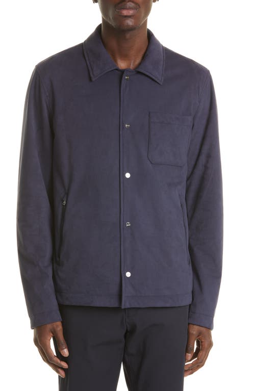 Herno Faux Suede Shirt Jacket in Blue