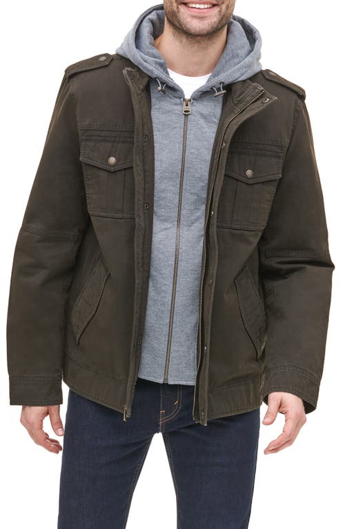 Shop Levi's Levis Detachable Hood Utility Jacket In Dark Brown