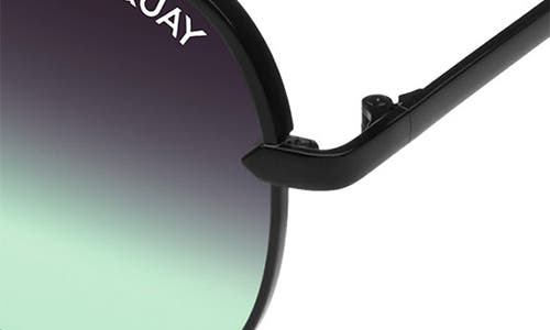 Quay Australia High Key Mini 51mm Aviator Sunglasses In Black/black Fade Mint