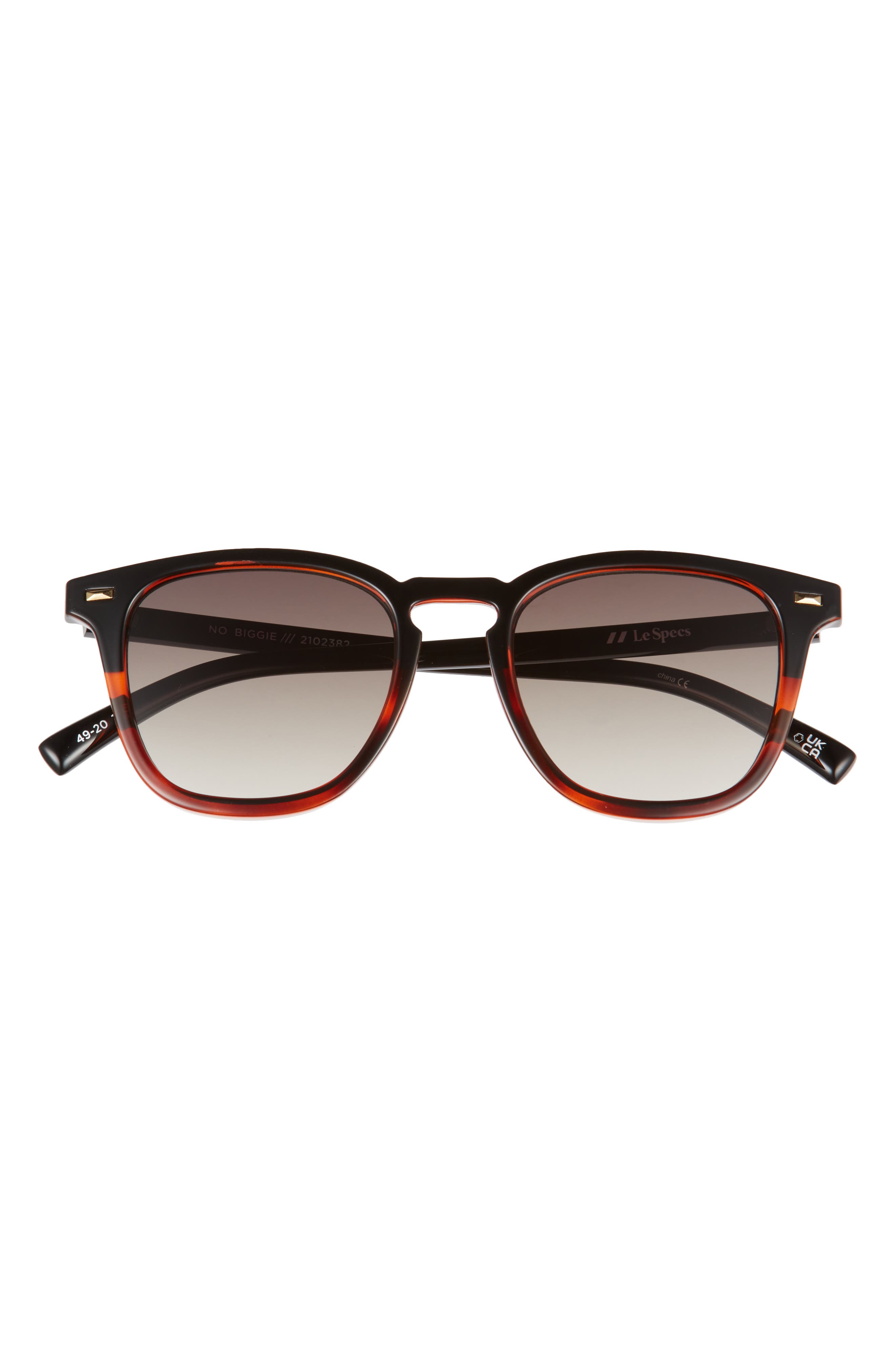 Le Specs No Biggie 49mm Square Sunglasses in Black /Tort /Khaki Grad at Nordstrom