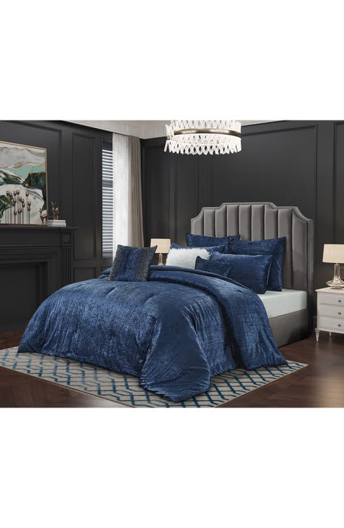 Shop Inspired Home Velvet 8-piece Comforter Set In Navy