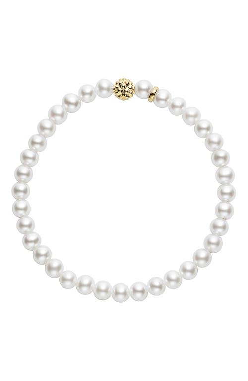 Lagos Caviar Icon Cultured Freshwater Pearl Bracelet With 18k Gold Caviar Station In Pearl/gold