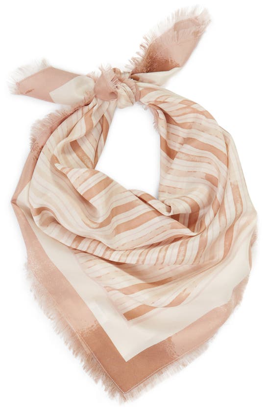 Treasure & Bond Print Square Silk Scarf In Pink Painterly Stripes