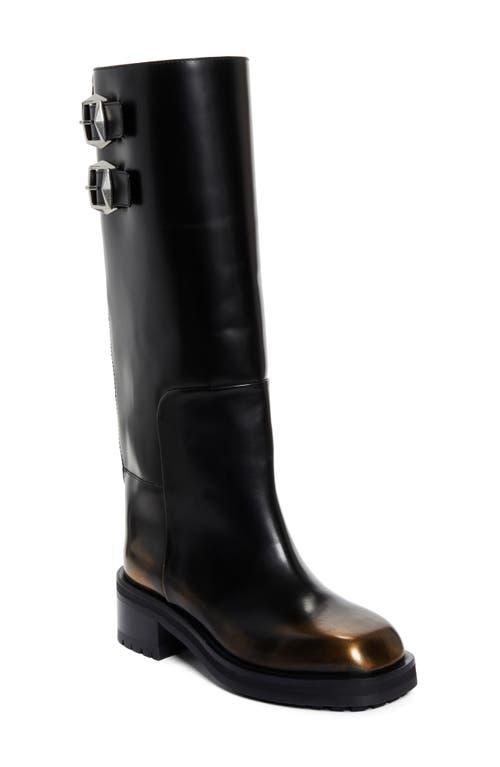 Shop Jimmy Choo Brooklyn Moto Boot In Black/gold