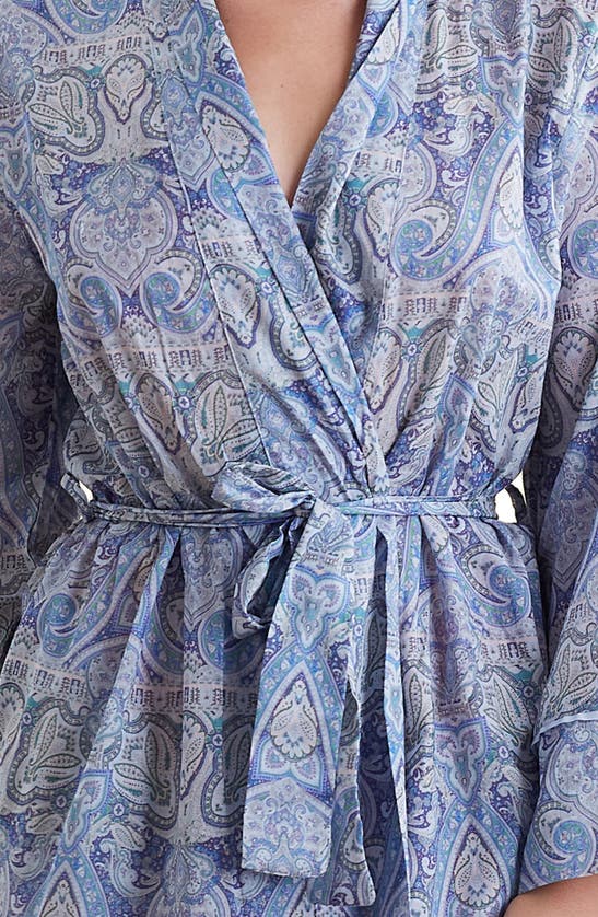 Shop Papinelle Nahla Paisley Print Cotton Robe In Crystal Blue
