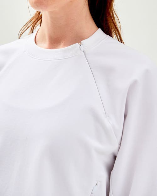 Shop Rebody Active City Zip Crop Crewneck Sweatshirt In Brilliant White