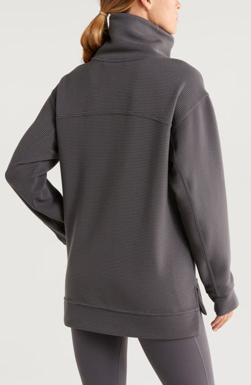Zella Cozy Ottoman Rib Half Zip Pullover In Grey Forged