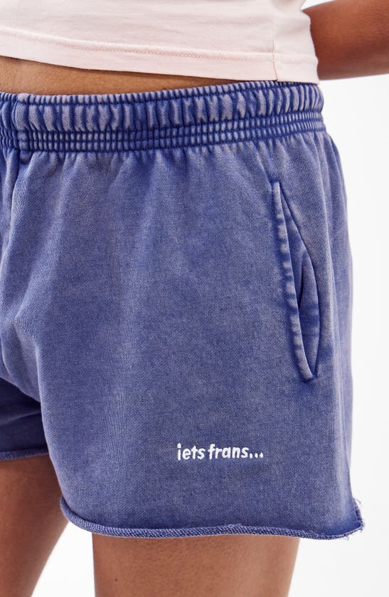 Shop Iets Frans Mini Cotton Jogger Shorts In Denim Navy