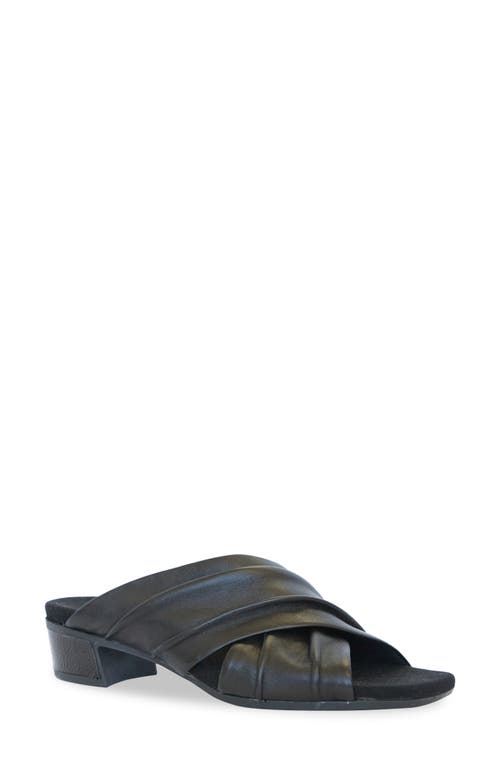 Lee Slide Sandal in Black Lamb