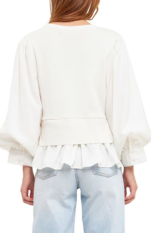 Shop English Factory Layered Mixed Media Top In Cream/white