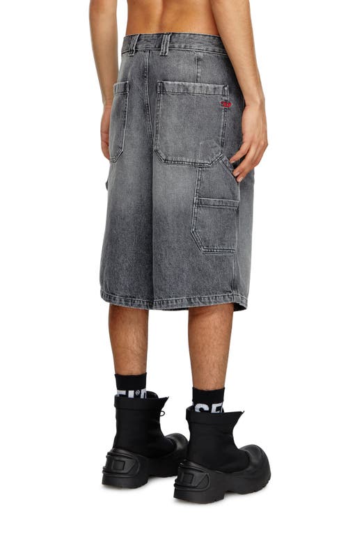 Diesel Hemp Denim Utility Shorts In Black/denim