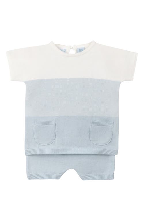 Feltman Brothers Babies'  Ombré Short Sleeve Sweater & Knit Shorts Set In Powder Blue