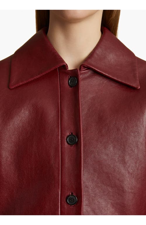 Shop Khaite Sue Crop Leather Jacket In Oxblood