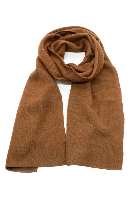 Portolano Solid Cashmere Scarf In Cammello Scuro/dark Camel