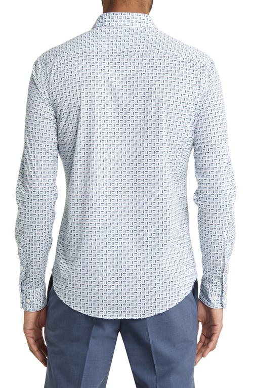 Shop Hugo Boss Boss Roan Slim Fit Geo Button-up Shirt In Light/pastel Blue