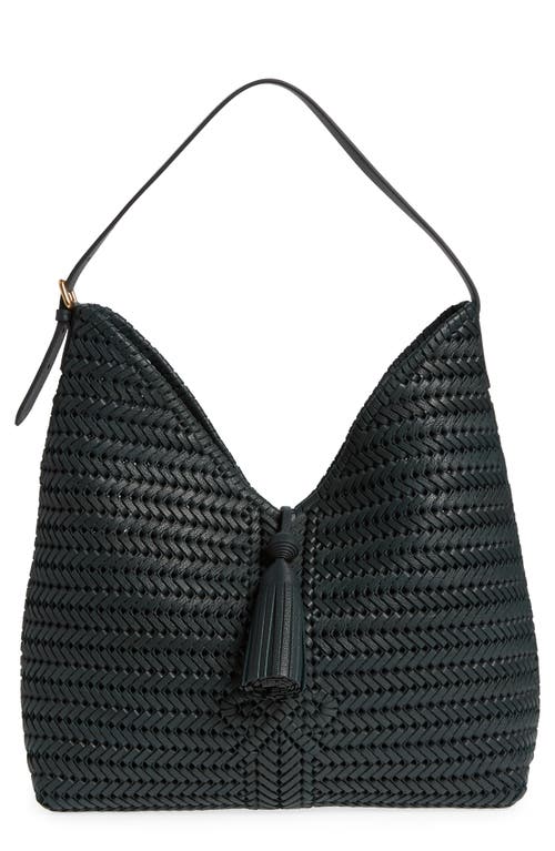 Anya Hindmarch Neeson Tassel Woven Leather Hobo Bag in Dark Holly at Nordstrom