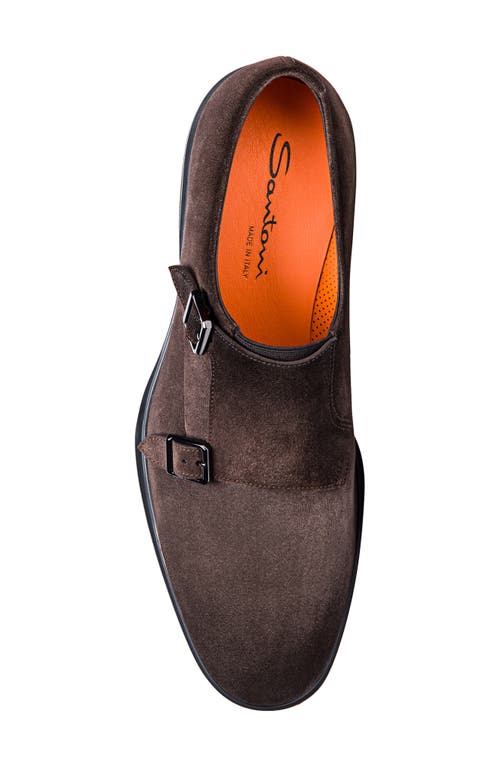 Shop Santoni Double Monk Strap Shoe In Dark Brown-t50