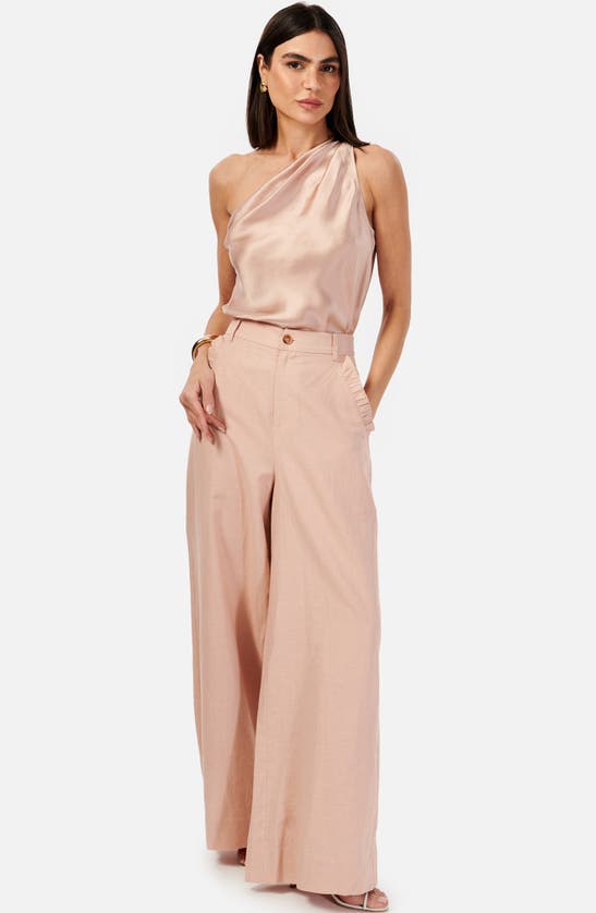 Shop Cami Nyc One-shoulder Stretch Silk Bodysuit In Pink Clay