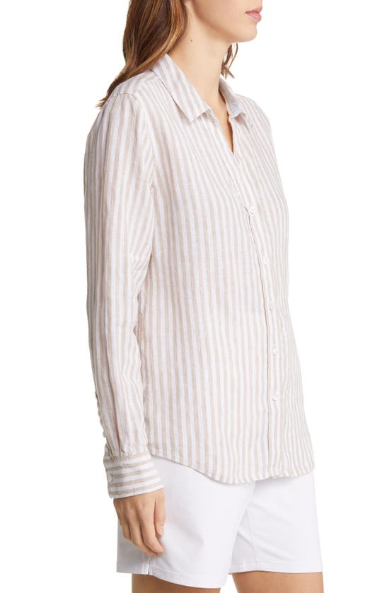 Tommy Bahama Cabana Stripe Button-up Shirt In Coffee Break | ModeSens