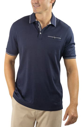 Jachs Carlyle Luxe Interlock Polo In Navy