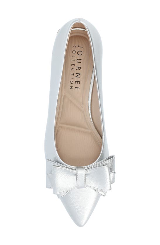 Journee Collection Ophelia Bow Pointed Toe Flat In Silver