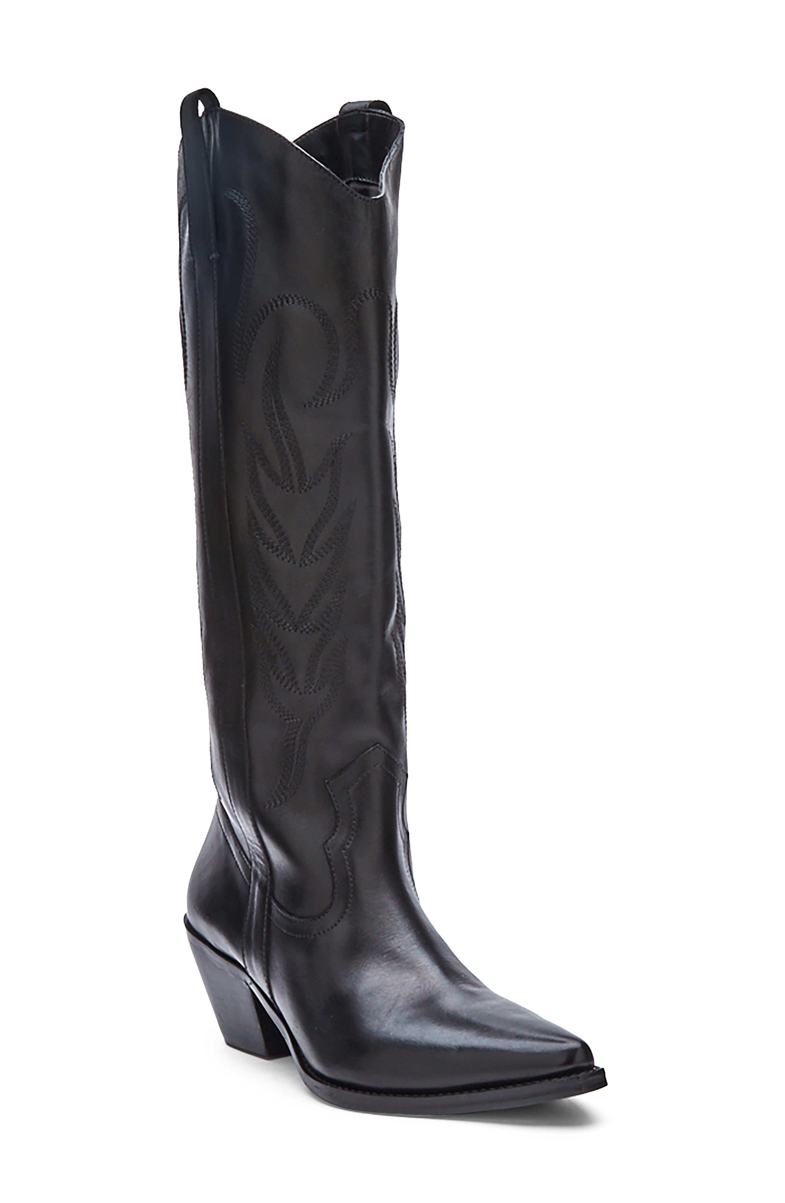 black leather western boots