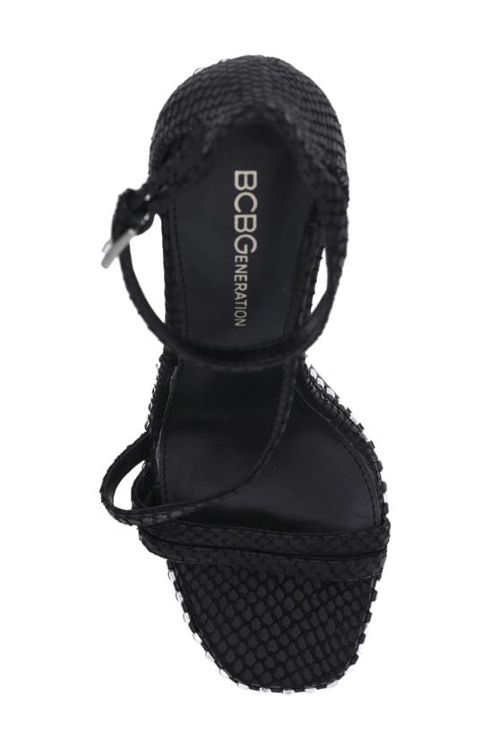 Shop Bcbgeneration Balina Snake Embossed Ankle Strap Sandal In Black Breach Leather