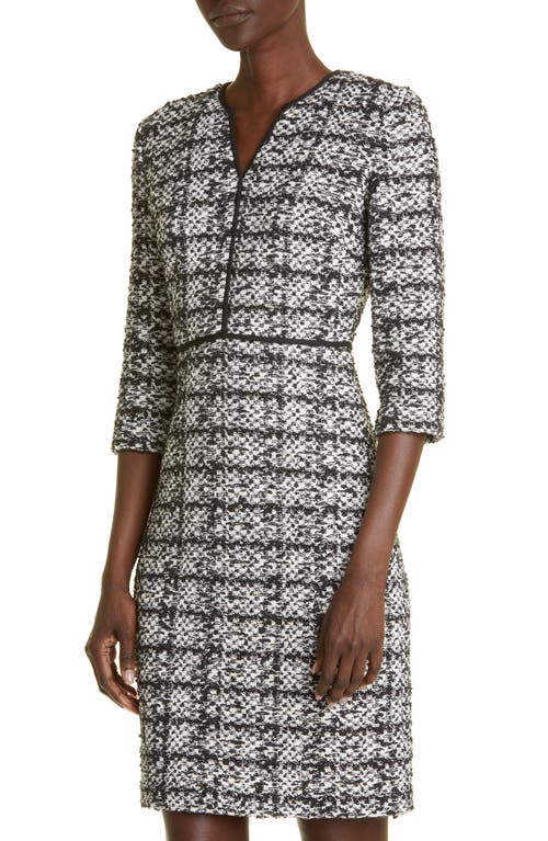 Shop St John St. John Collection Jared Bouclé Tweed Sheath Dress In Ecru/black