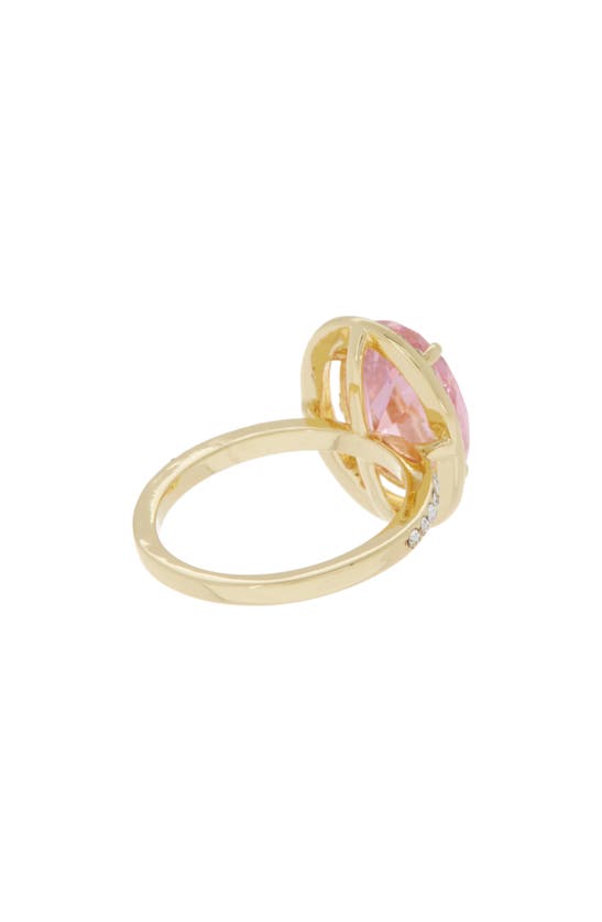 Shop Covet Rose Cz Halo Statement Ring In Pink