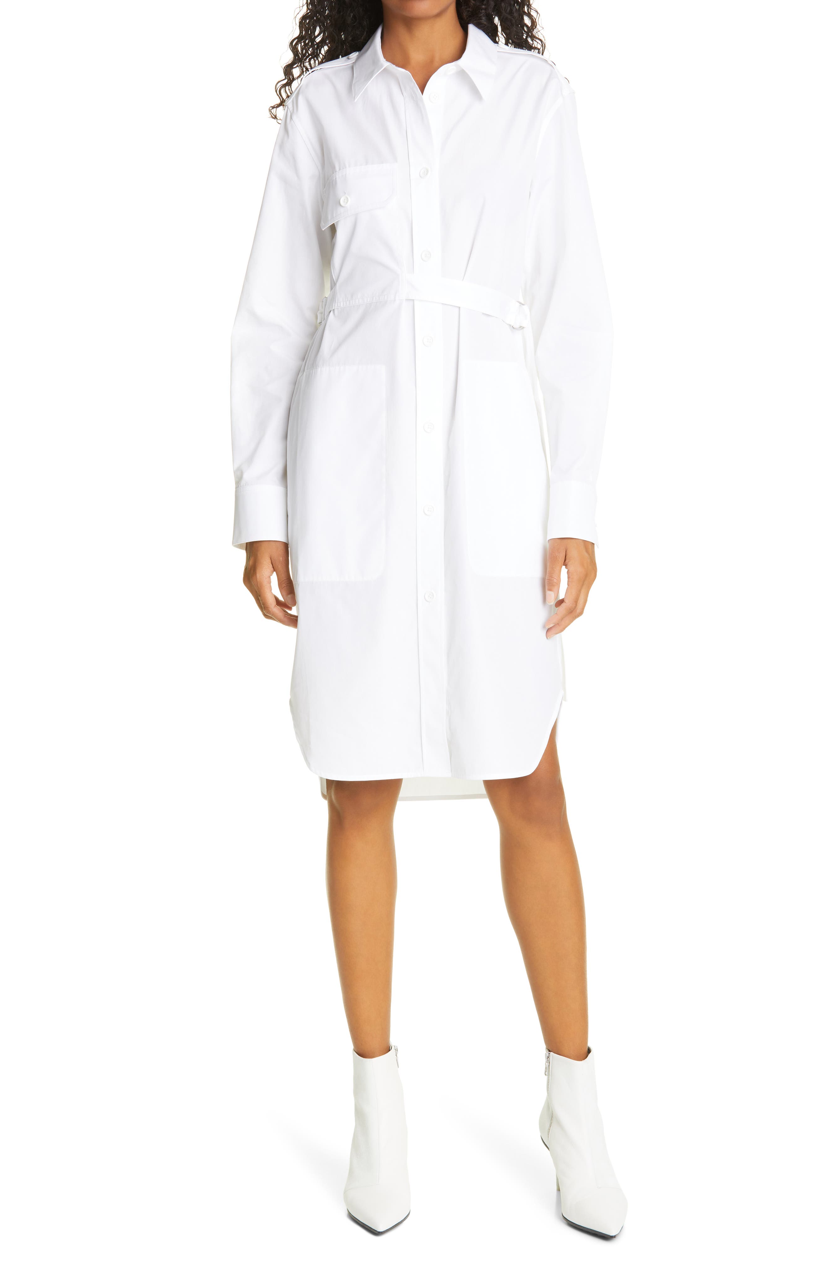 helmut lang white shirt dress